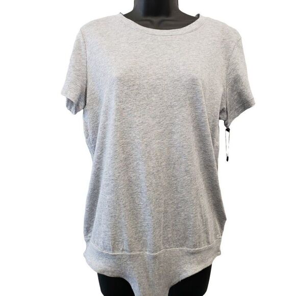 Calvin Klein Bodysuit Shirt Women's SMALL Gray Short-Sleeve Cotton Modal NWOT - Picture 1 of 13